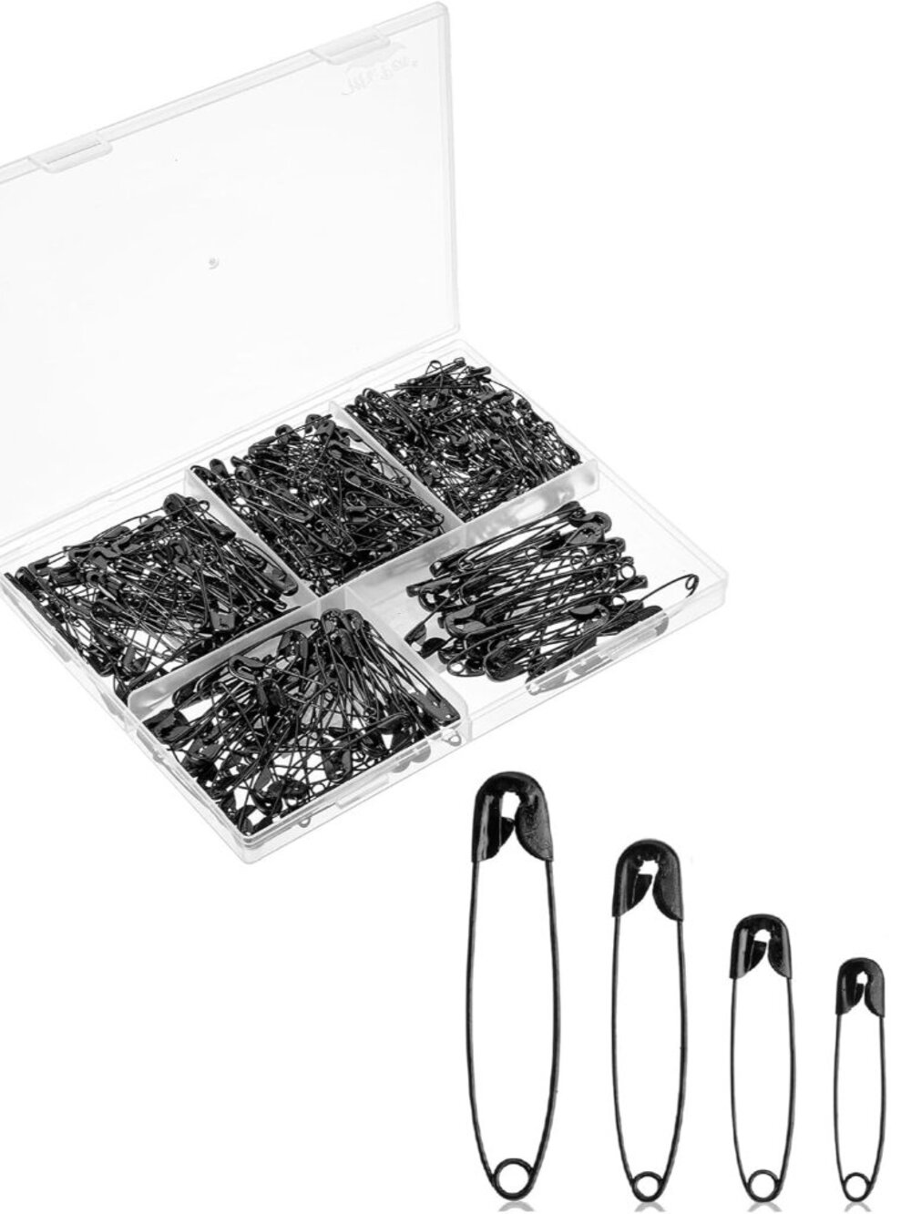 Safety Pins, 300 Pack, Small & Large Sizes, Nickel Plated Steel